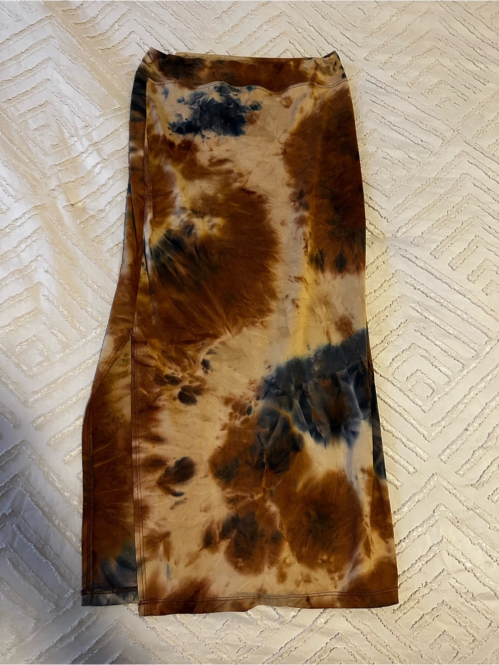 Sundry Brown and Blue Tie-Dye Midi Skirt